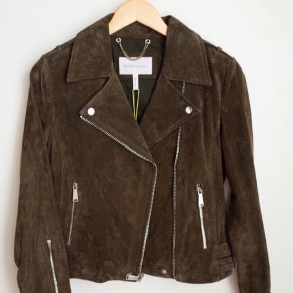 BGBC Leather Biker Jacket Heather Green - Picture 1 of 8